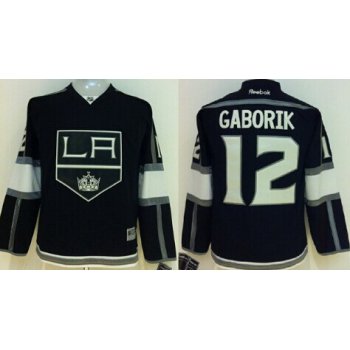 Los Angeles Kings #12 Marian Gaborik Black Kids Jersey