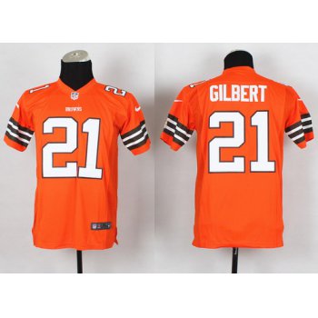 Nike Cleveland Browns #21 Justin Gilbert Orange Game Kids Jersey