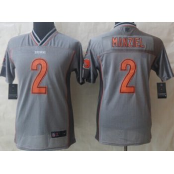 Nike Cleveland Browns #2 Johnny Manziel 2013 Gray Vapor Kids Jersey