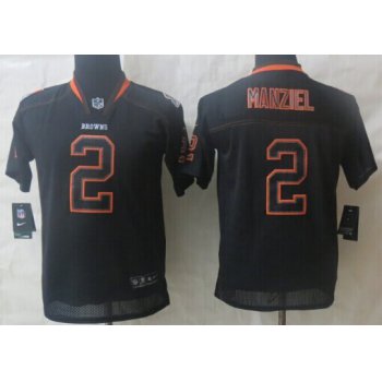 Nike Cleveland Browns #2 Johnny Manziel Lights Out Black Kids Jersey