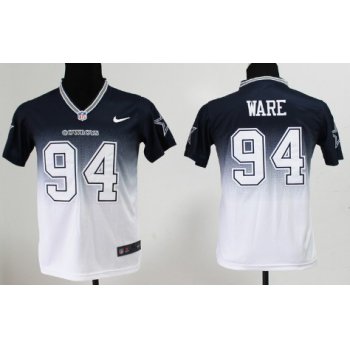 Nike Dallas Cowboys #94 DeMarcus Ware Blue/White Fadeaway Kids Jersey