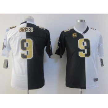 Nike New Orleans Saints #9 Drew Brees Black/White Two Tone Kids Jersey