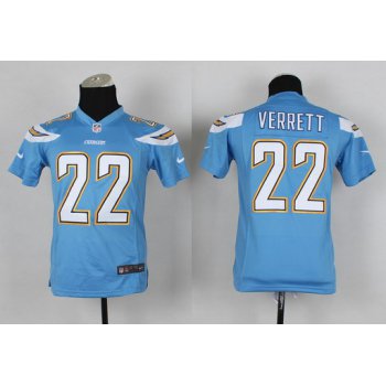 Nike San Diego Chargers #22 Jason Verrett 2013 Light Blue Game Kids Jersey