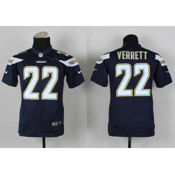 Nike San Diego Chargers #22 Jason Verrett 2013 Navy Blue Game Kids Jersey