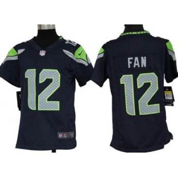 Nike Seattle Seahawks #12 Fan Navy Blue Game Kids Jersey