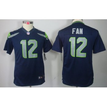 Nike Seattle Seahawks #12 Fan Navy Blue Limited Kids Jersey