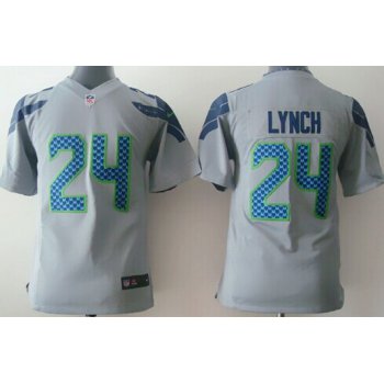 Nike Seattle Seahawks #24 Marshawn Lynch Gray Game Kids Jersey