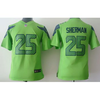 Nike Seattle Seahawks #25 Richard Sherman Green Game Kids Jersey