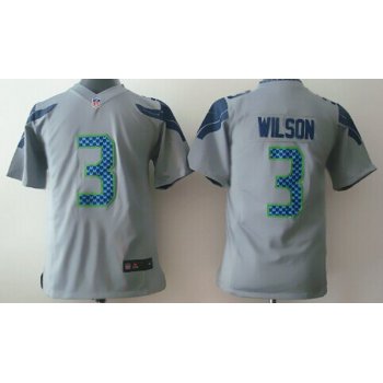 Nike Seattle Seahawks #3 Russell Wilson Gray Game Kids Jersey