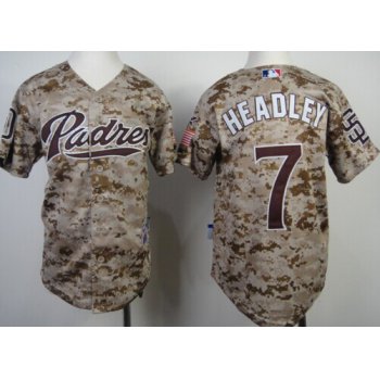 San Diego Padres #7 Chase Headley 2014 Camo Kids Jersey