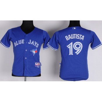 Toronto Blue Jays #19 Jose Bautista Blue Kids Jersey