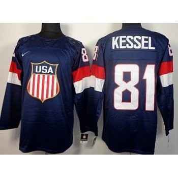 2014 Olympics USA #81 Phil Kessel Navy Blue Kids Jersey