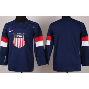 2014 Olympics USA Blank Navy Blue Kids Jersey