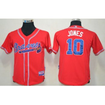 Atlanta Braves #10 Chipper Jones Red Kids Jersey