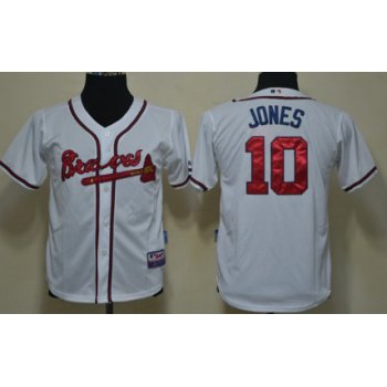 Atlanta Braves #10 Chipper Jones White Kids Jersey