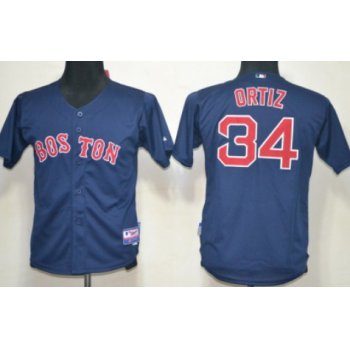 Boston Red Sox #34 David Ortiz Navy Blue Kids Jersey