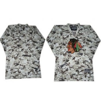 Chicago Blackhawks Blank White Camo Kids Jersey