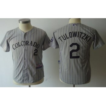 Colorado Rockies #2 Troy Tulowitzki Gray Kids Jersey