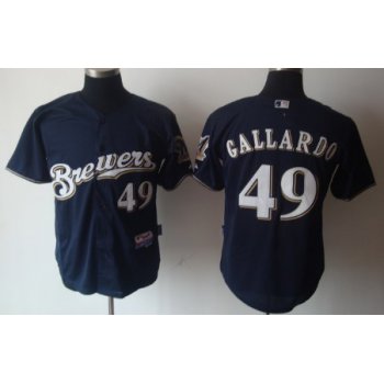 Milwaukee Brewers #49 Yovani Gallardo Navy Blue Kids Jersey