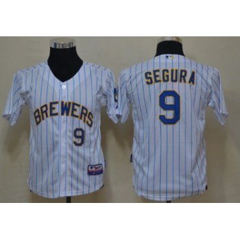 Milwaukee Brewers #9 Jean Segura White Pinstripe Kids Jersey