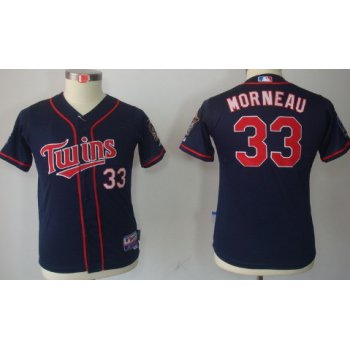 Minnesota Twins #33 Justin Morneau Navy Blue Kids Jersey