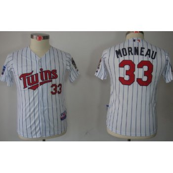 Minnesota Twins #33 Justin Morneau White Pinstripe Kids Jersey