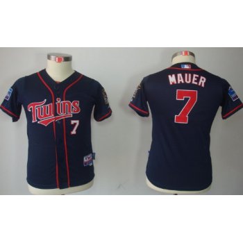 Minnesota Twins #7 Joe Mauer Navy Blue Kids Jersey