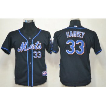 New York Mets #33 Matt Harvey Black Kids Jersey