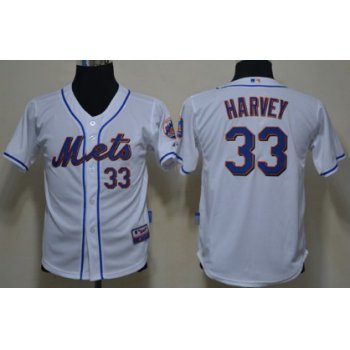 New York Mets #33 Matt Harvey White Kids Jersey