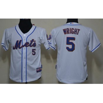 New York Mets #5 David Wright White Kids Jersey