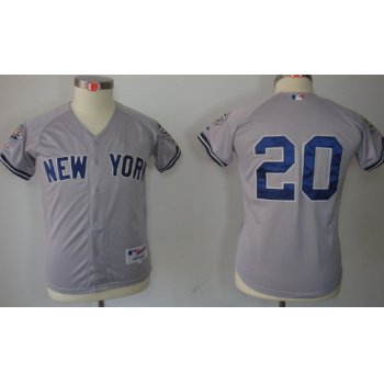 New York Yankees #20 Jorge Posada Gray Kids Jersey