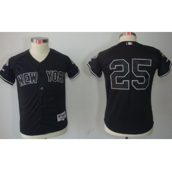 New York Yankees #25 Mark Teixeira Black Kids Jersey