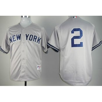 New York Yankees #2 Derek Jeter Gray Kids Jersey