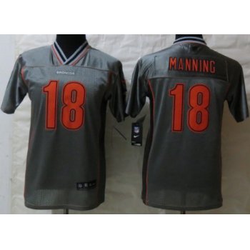 Nike Denver Broncos #18 Peyton Manning 2013 Gray Vapor Kids Jersey