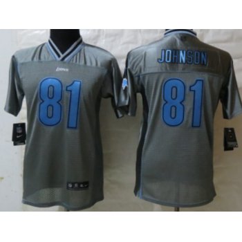 Nike Detroit Lions #81 Calvin Johnson 2013 Gray Vapor Kids Jersey