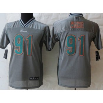 Nike Miami Dolphins #91 Cameron Wake 2013 Gray Vapor Kids Jersey