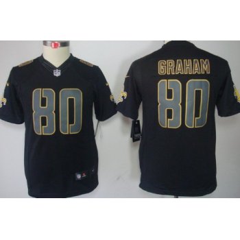 Nike New Orleans Saints #80 Jimmy Graham Black Impact Limited Kids Jersey