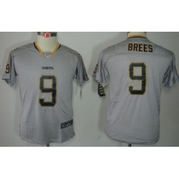 Nike New Orleans Saints #9 Drew Brees Lights Out Gray Kids Jersey