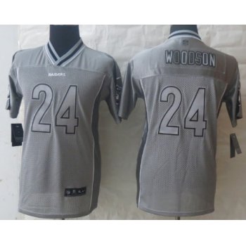 Nike Oakland Raiders #24 Charles Woodson 2013 Gray Vapor Kids Jersey