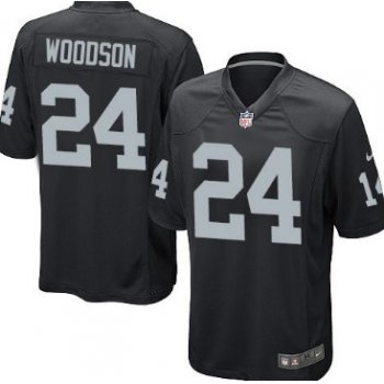 Nike Oakland Raiders #24 Charles Woodson Black Game Kids Jersey