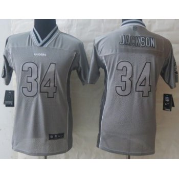 Nike Oakland Raiders #34 Bo Jackson 2013 Gray Vapor Kids Jersey