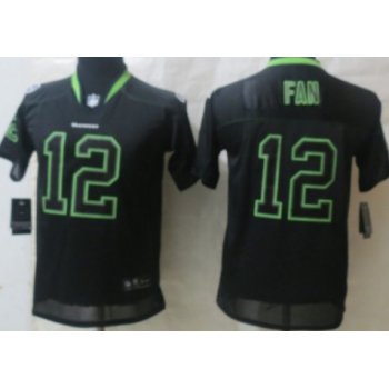 Nike Seattle Seahawks #12 Fan Lights Out Black Kids Jersey