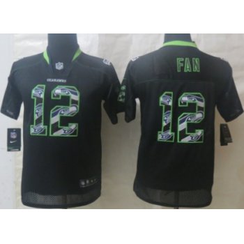 Nike Seattle Seahawks #12 Fan Lights Out Black Ornamented Kids Jersey