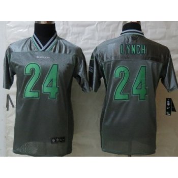 Nike Seattle Seahawks #24 Marshawn Lynch 2013 Gray Vapor Kids Jersey