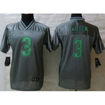 Nike Seattle Seahawks #3 Russell Wilson 2013 Gray Vapor Kids Jersey