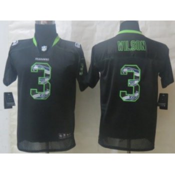 Nike Seattle Seahawks #3 Russell Wilson Lights Out Black Ornamented Kids Jersey