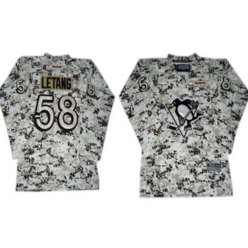 Pittsburgh Penguins #58 Kris Letang White Camo Kids Jersey