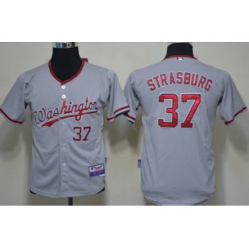 Washington Nationals #37 Stephen Strasburg Gray Kids Jersey