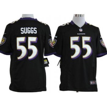 Nike Baltimore Ravens #55 Terrell Suggs Black Game Kids Jersey