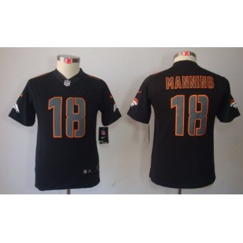 Nike Denver Broncos #18 Peyton Manning Black Impact Limited Kids Jersey